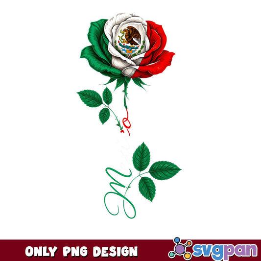 Mexico Rose Flag PNG, Mexican Flower Sublimation, Latina Pride PNG