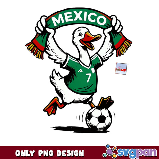 Mexico Soccer Duck PNG, Funny Duck Football Fan, Mexico Team PNG