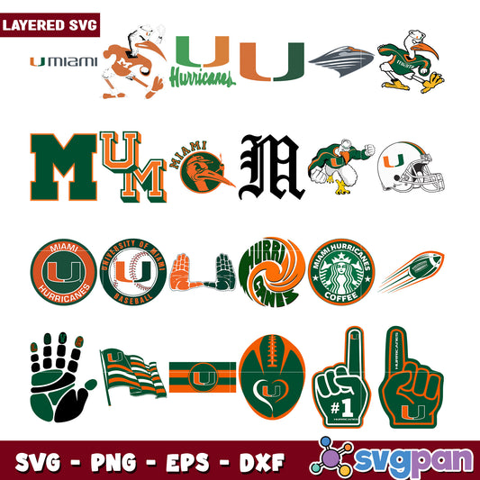 Miami Hurricanes SVG Bundle Logos & Graphics
