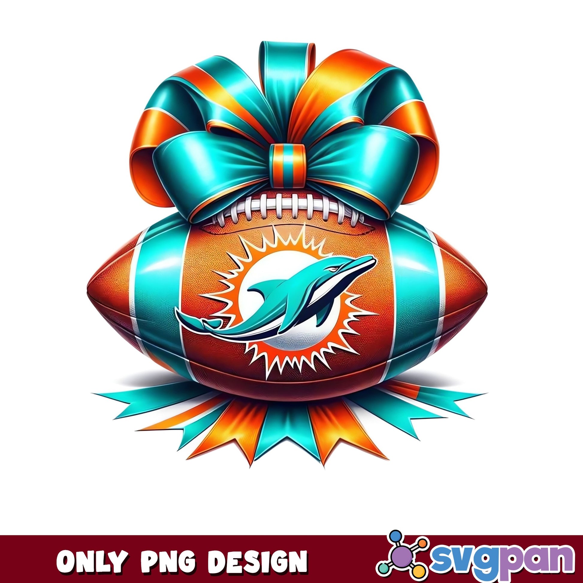 Miami Dolphins Football Bow PNG, NFL Team PNG, Sports PNG