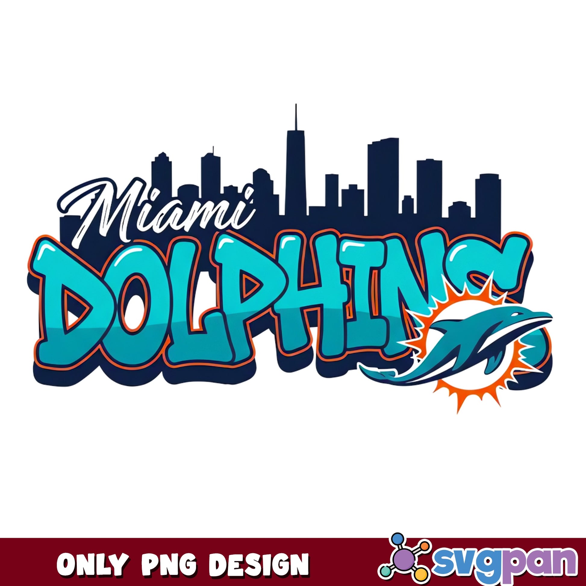 Miami Dolphins PNG, NFL Football Team Skyline, Dolphins PNG