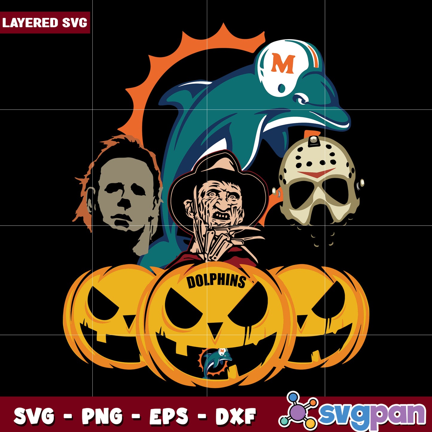 Miami dolphins halloween design svbg, nfl teams svg, super bowl svg