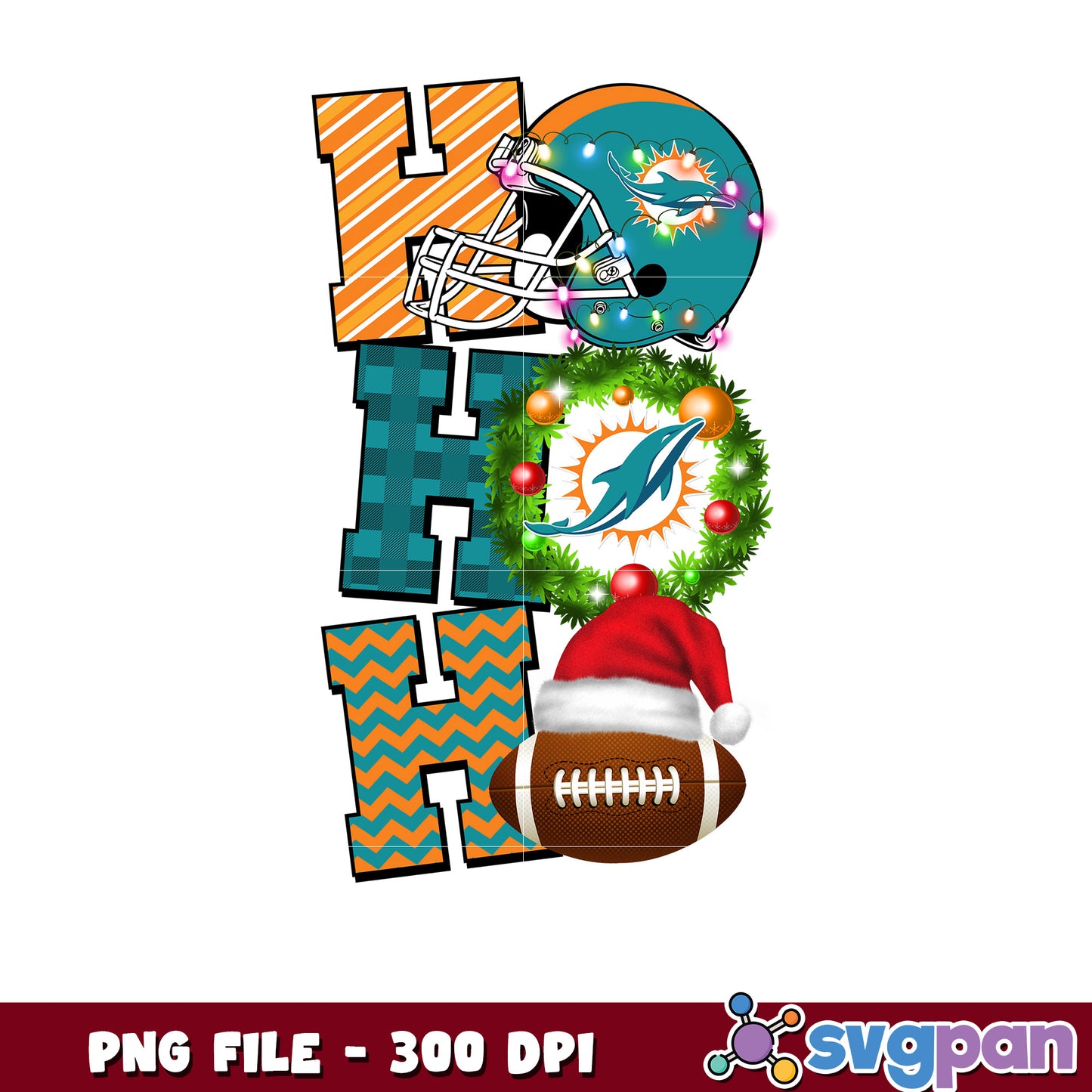 Miami dolphins helmet hohoho png, nfl christmas games​ png, super bowl 2025