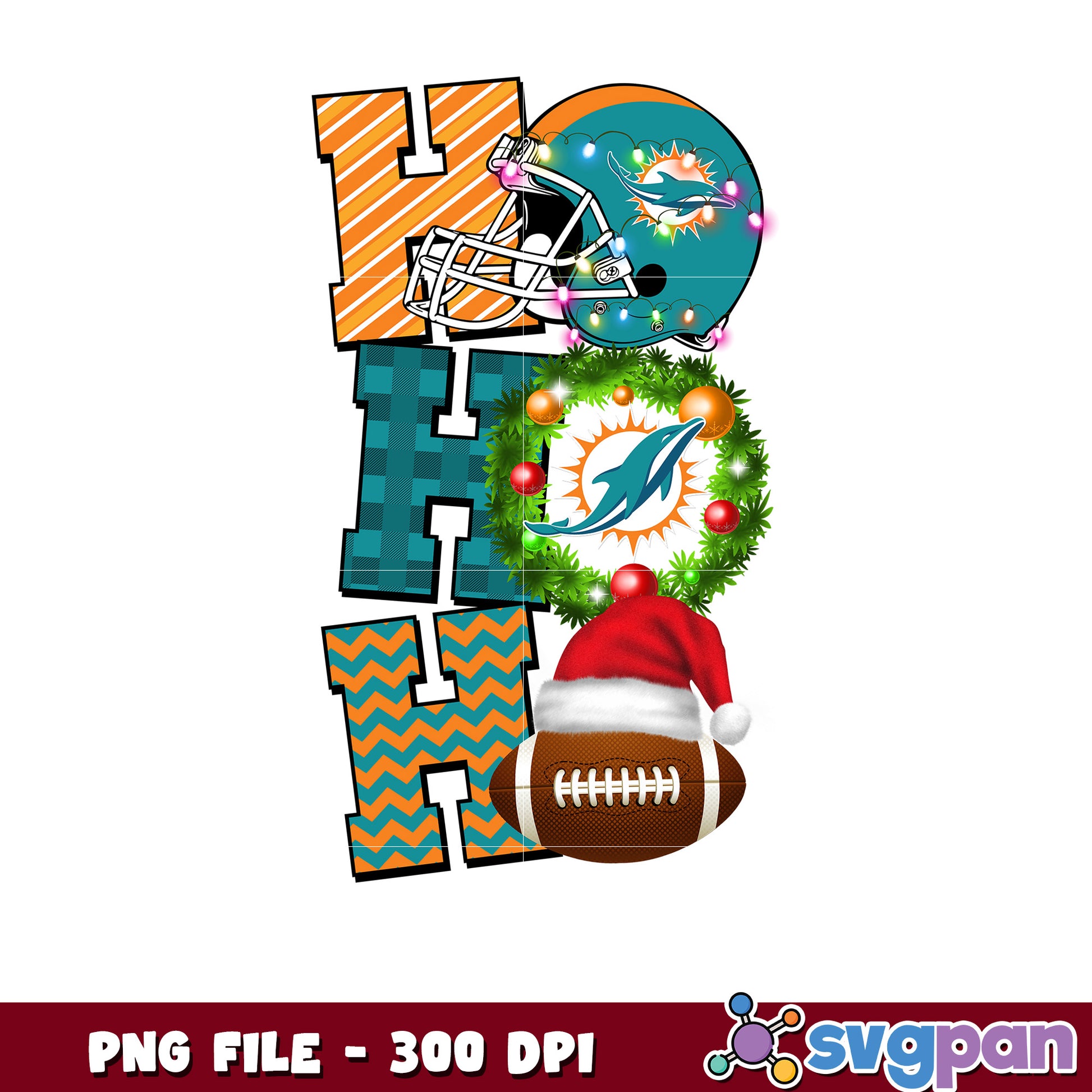 Miami dolphins helmet hohoho png, nfl christmas games​ png, super bowl 2025