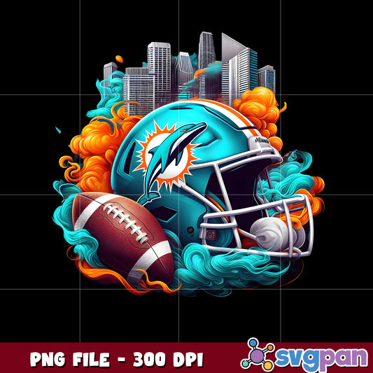 Miami dolphins logo smoke helmet illustration png, nfl team helmet png, nfl design png