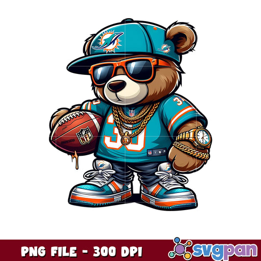 Miami dolphins thug life bear png, nfl jerseys​ png, american rugby png