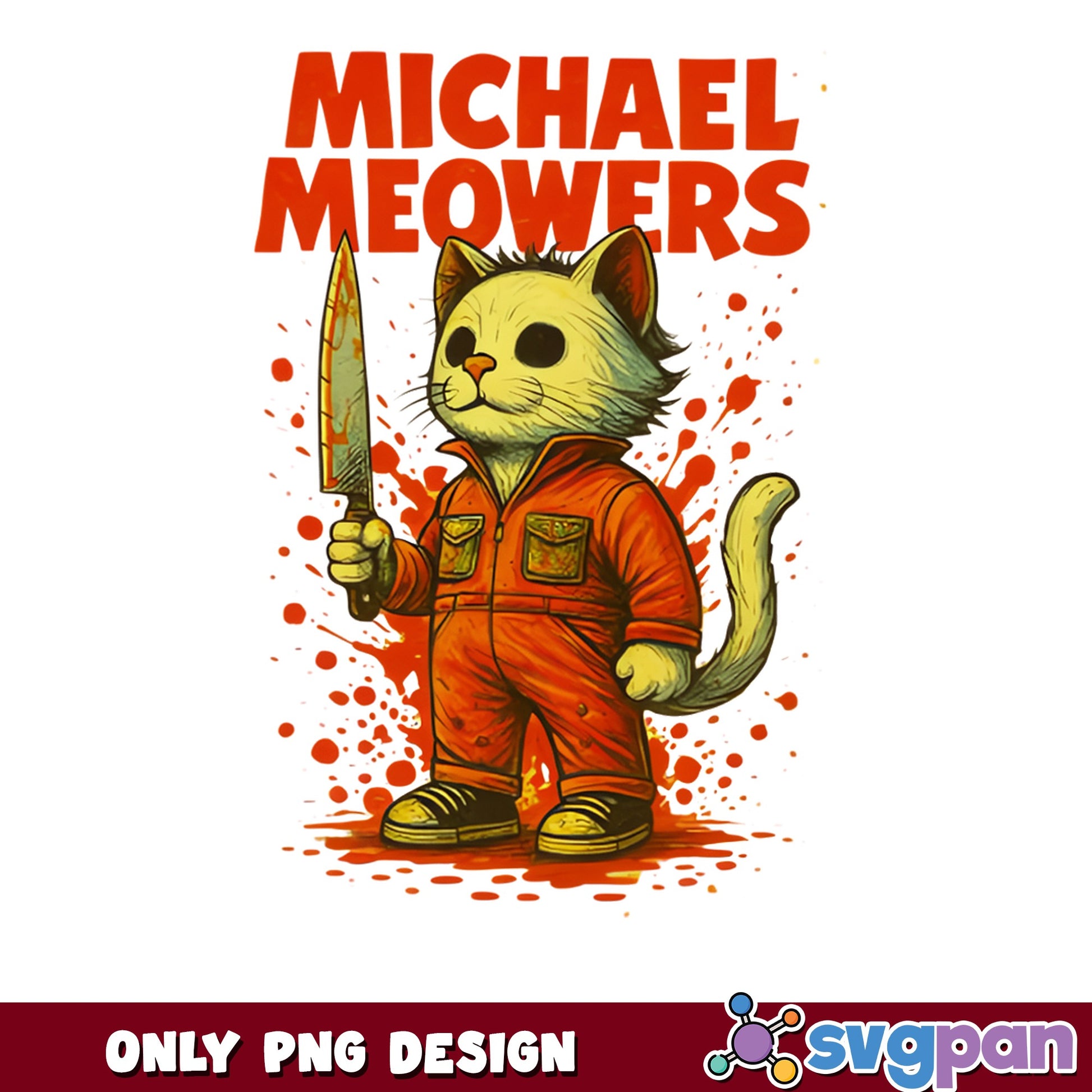 Michael Meowers Halloween Cat PNG, Horror Cat PNG, Funny Halloween PNG