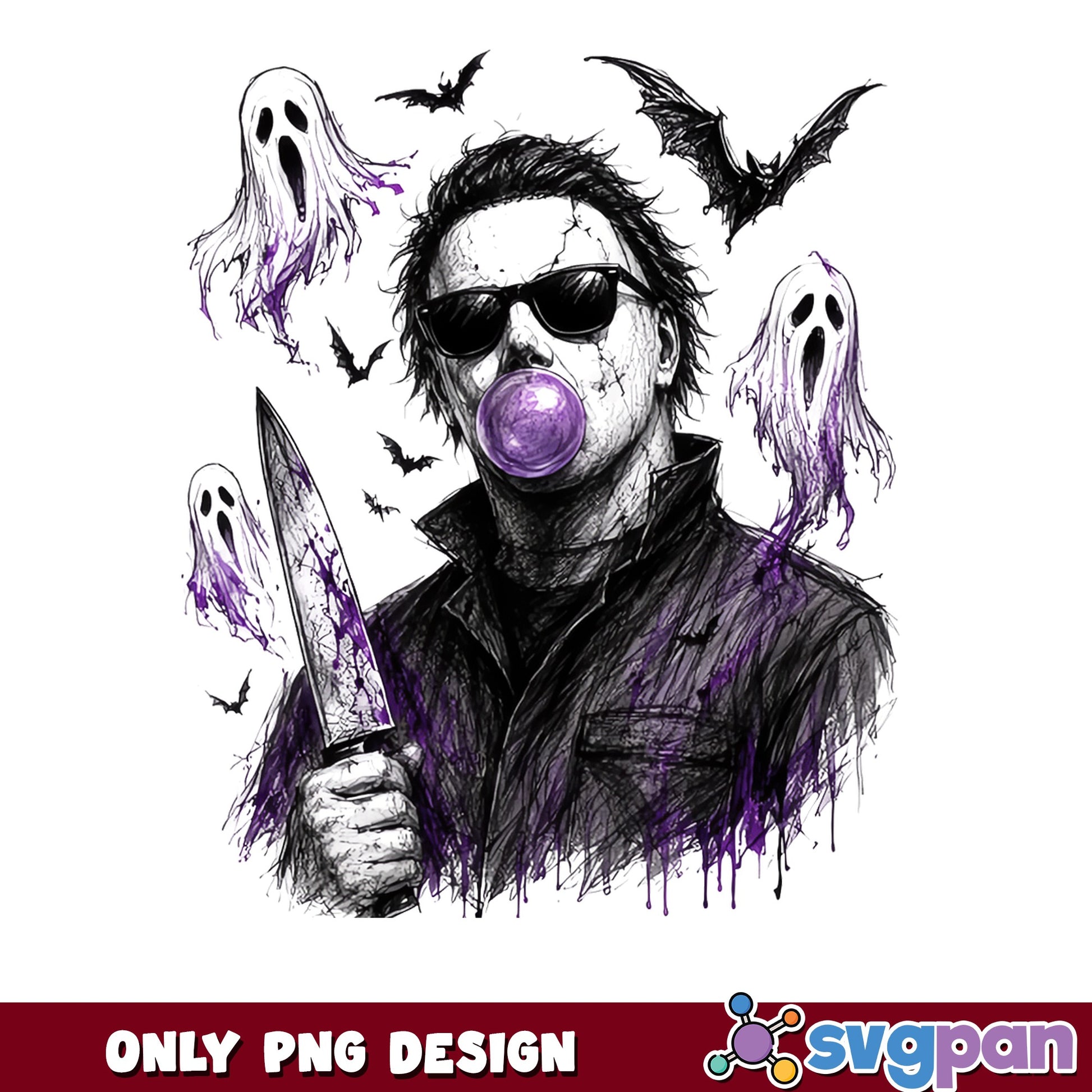 Michael Myers Bubble Gum Halloween PNG, Horror PNG, Spooky PNG