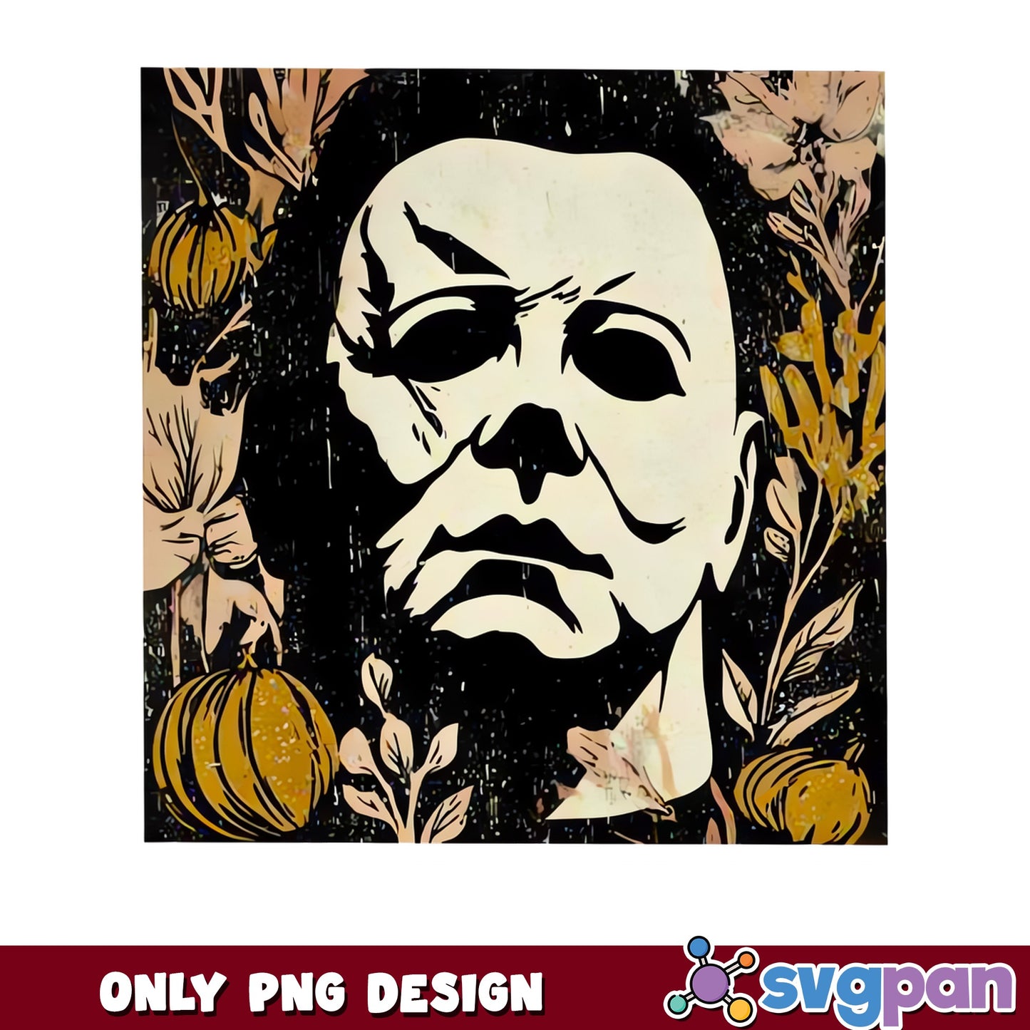 Michael Myers Floral Halloween PNG, Horror PNG, Pumpkin PNG