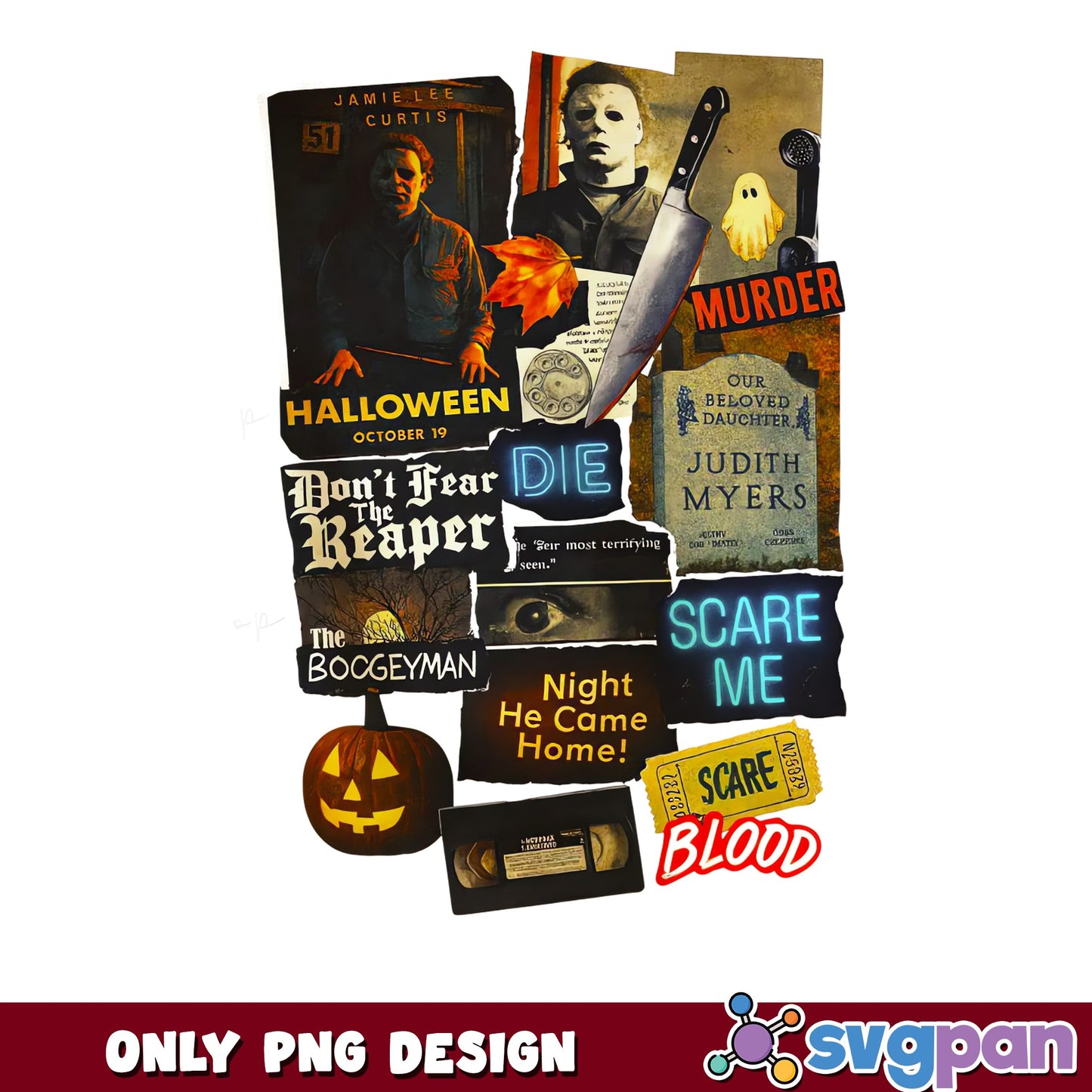 Michael Myers Halloween Collage PNG, Horror Movie PNG, Boogeyman PNG