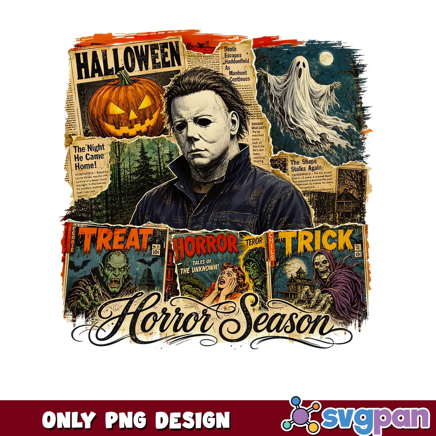 Michael Myers Horror Season PNG, Halloween Retro PNG, Trick Or Treat PNG