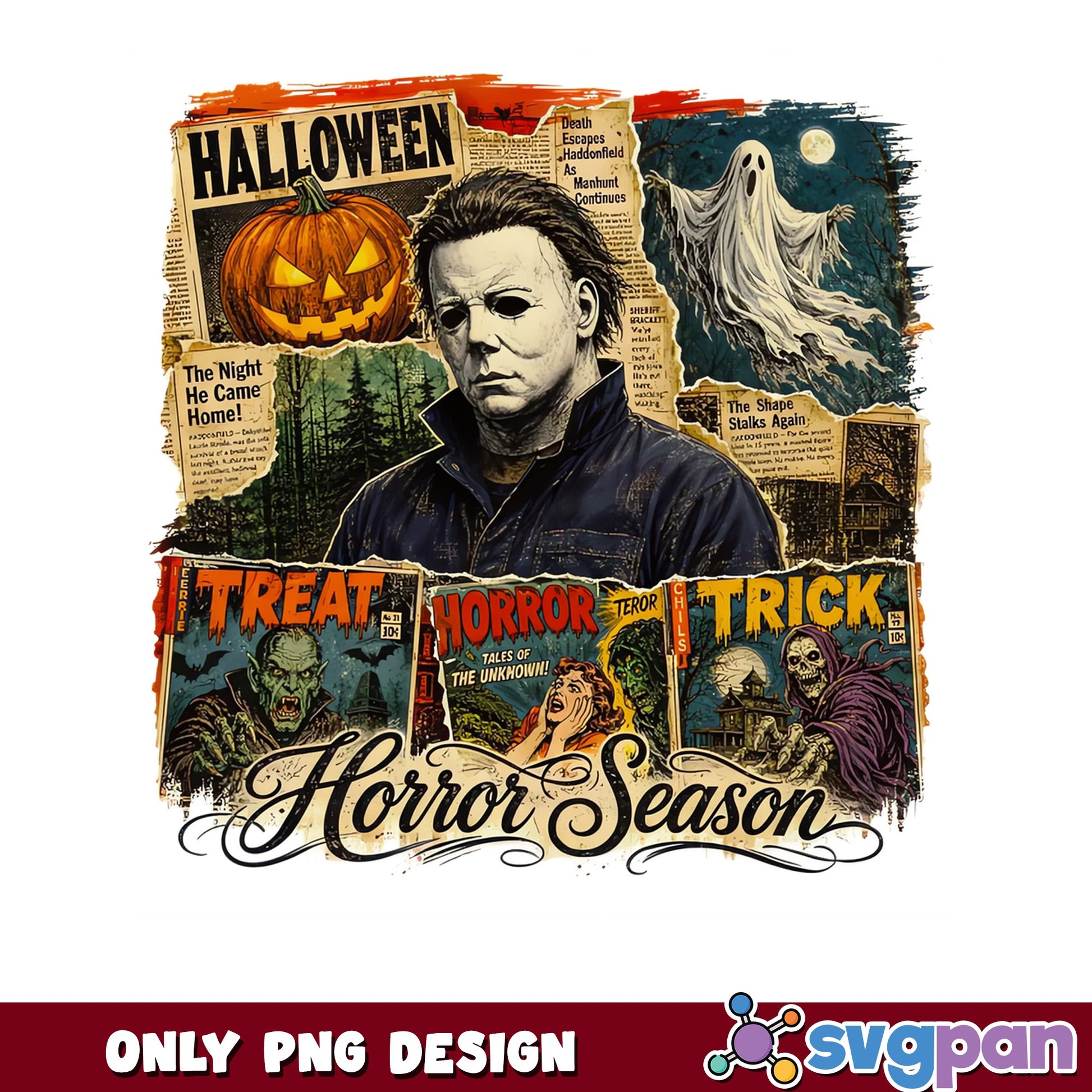 Michael Myers Horror Season PNG, Halloween Retro PNG, Trick Or Treat PNG