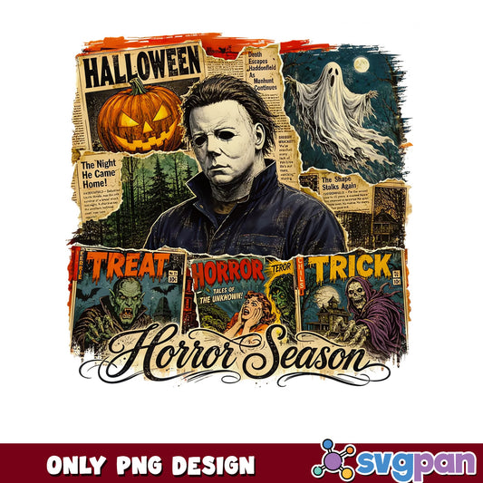 Michael Myers Horror Season PNG, Halloween Retro PNG, Trick Or Treat PNG