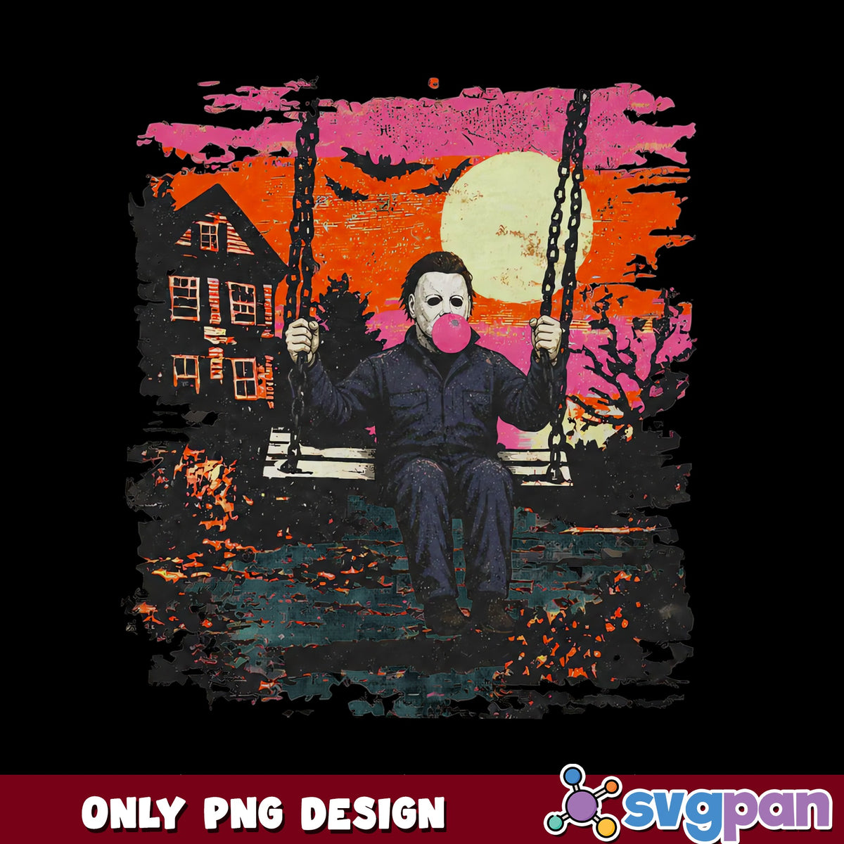 Michael Myers On Swing Halloween PNG, Horror Movie PNG, Spooky PNG