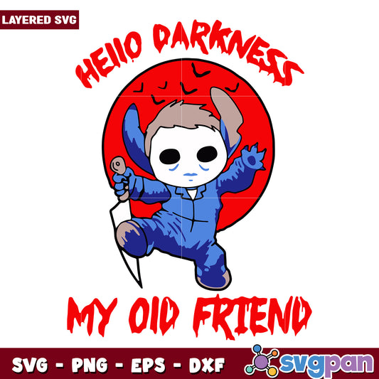 Michael myers stitch hello darkness my old friend halloween svg, halloween michael svg, trick or treat svg