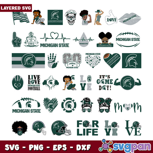 Michigan State Layered SVG Bundle for All Fans