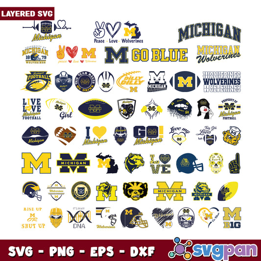Michigan Wolverines Bundle SVG Files for Crafting