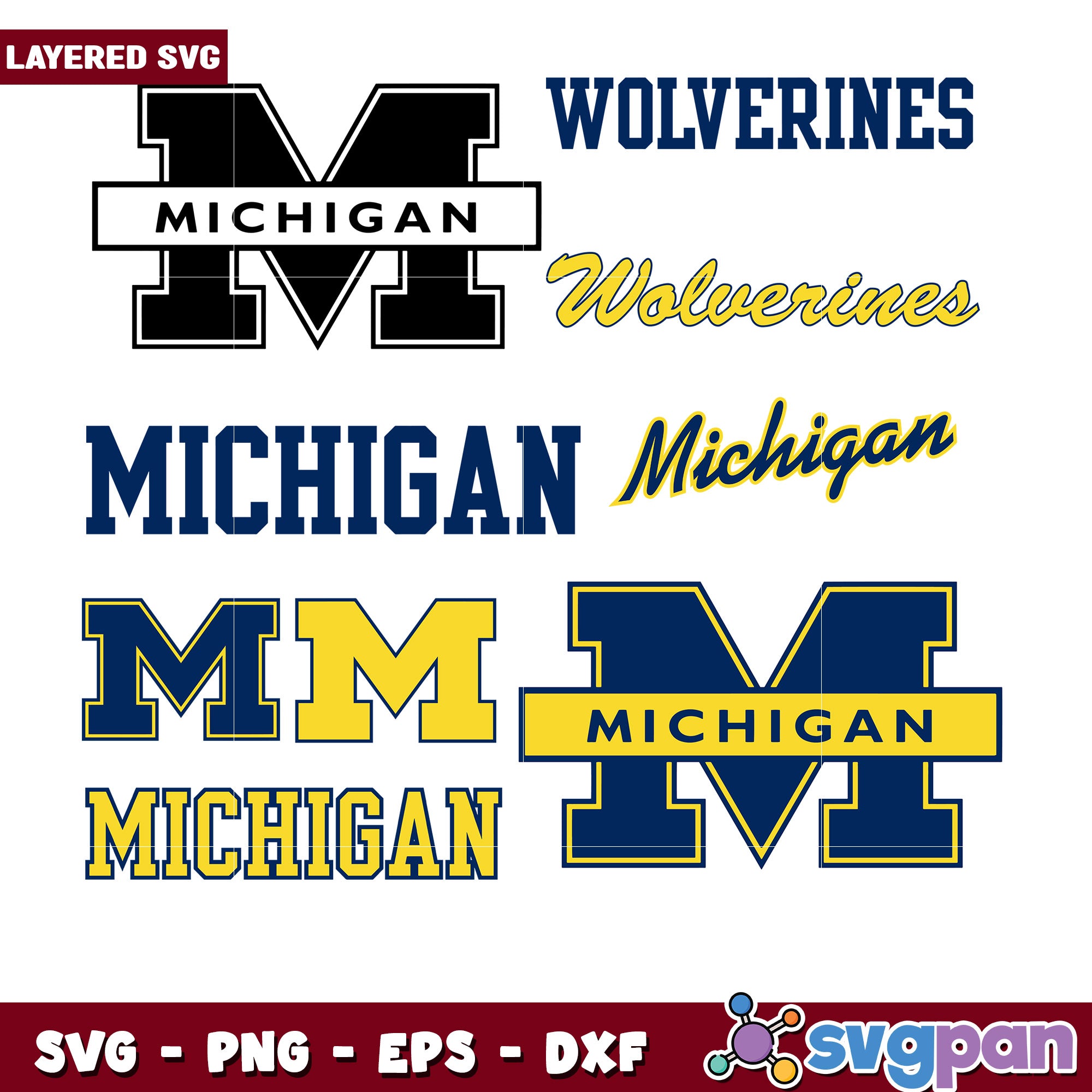 Michigan Wolverines SVG Bundle Layered Designs – svgpan