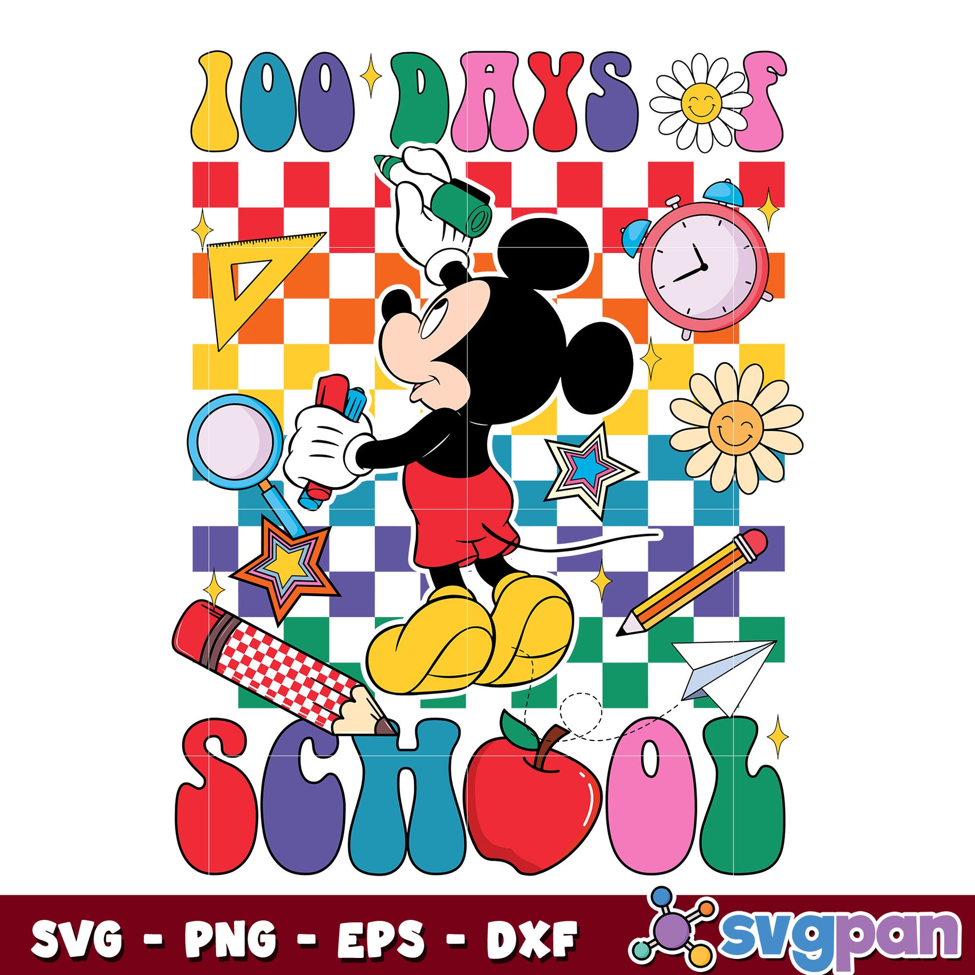 Mickey 100 day of school svg