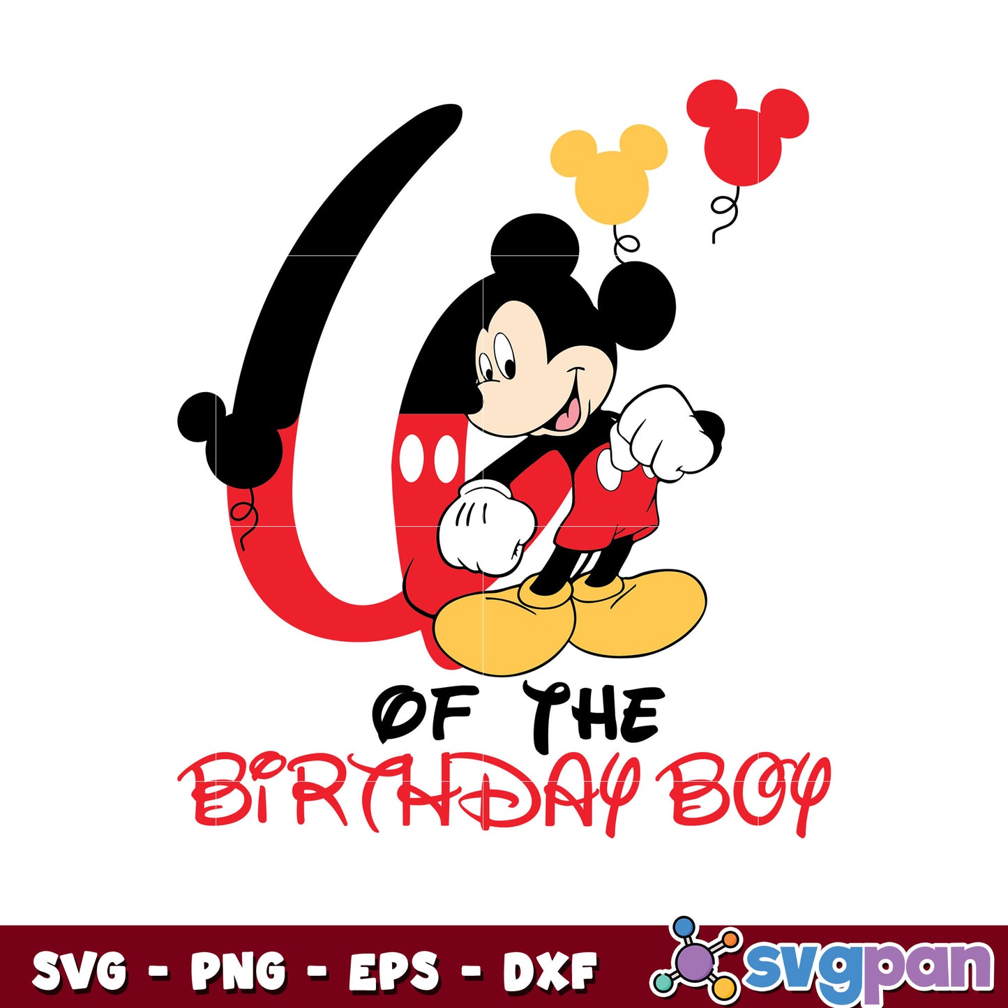 Mickey 6th of the birthday boy design svg, mickey mouse​ svg