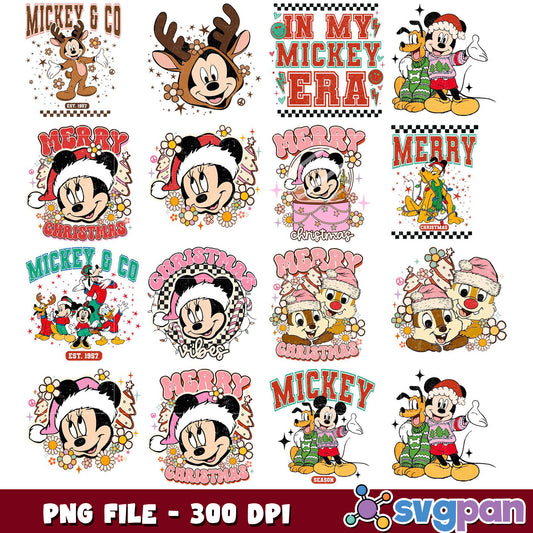 Mickey Christmas PNG Bundle 300 DPI