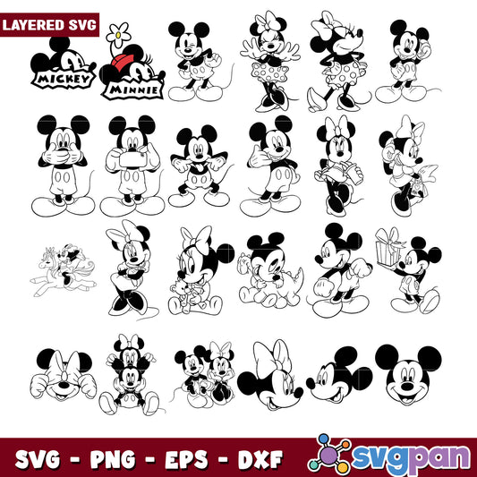 Mickey Minnie SVG Bundle Layered Cut Files