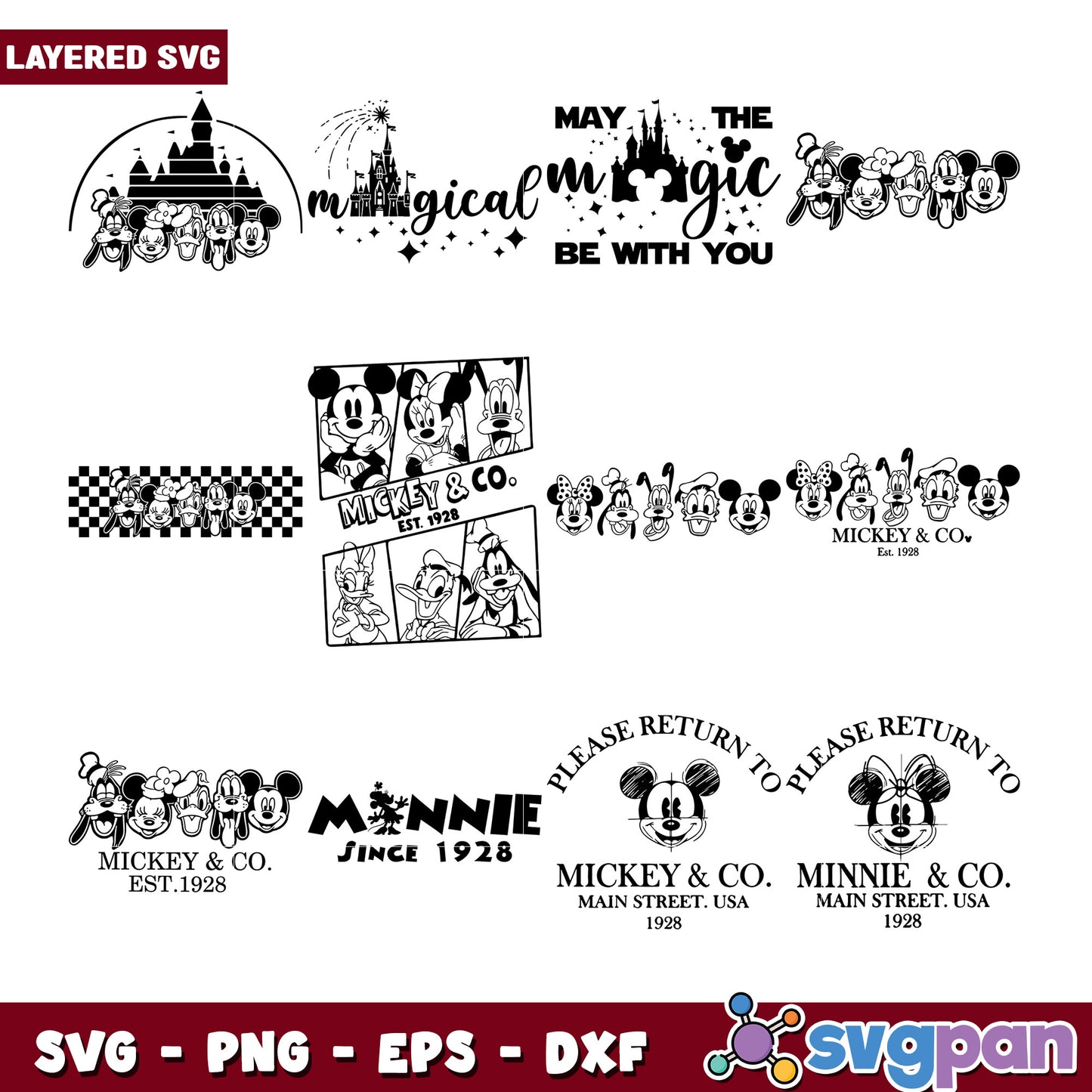 Mickey Minnie SVG Bundle Layered Designs
