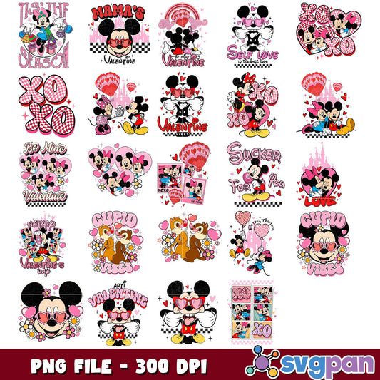 Mickey Minnie Valentine PNG Bundle 20 Designs