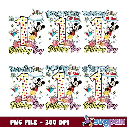 Mickey Mouse 1st Birthday Boy PNG Bundle