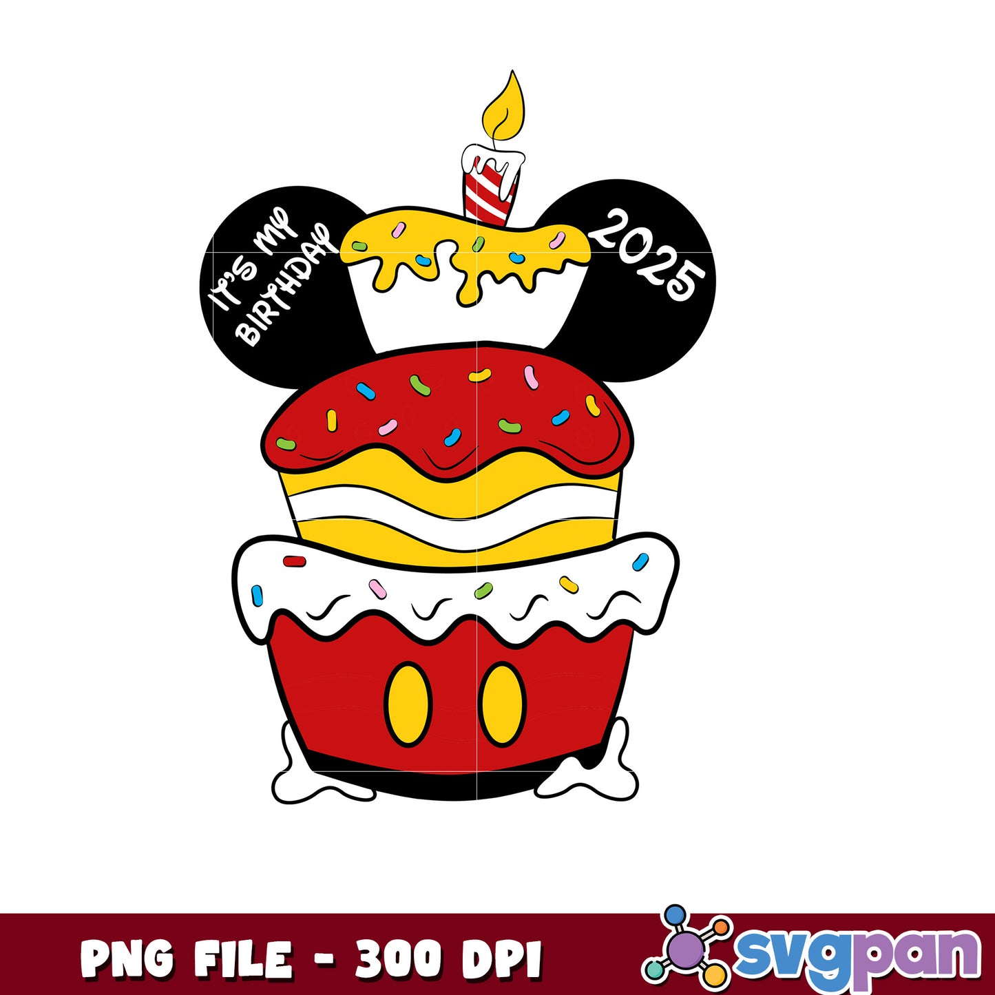 Mickey Mouse Birthday Cake PNG 2025 - 300 DPI
