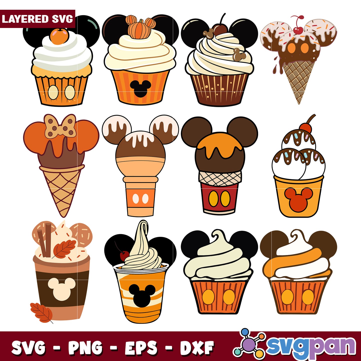 Mickey Mouse Fall Treats SVG Bundle
