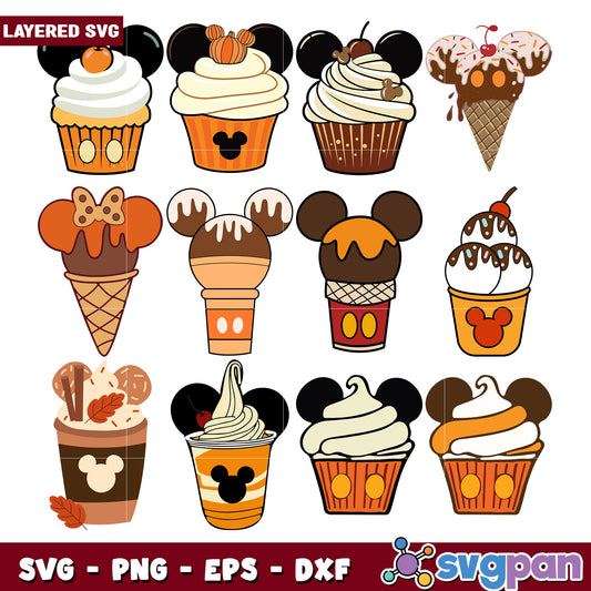 Mickey Mouse Fall Treats SVG Bundle
