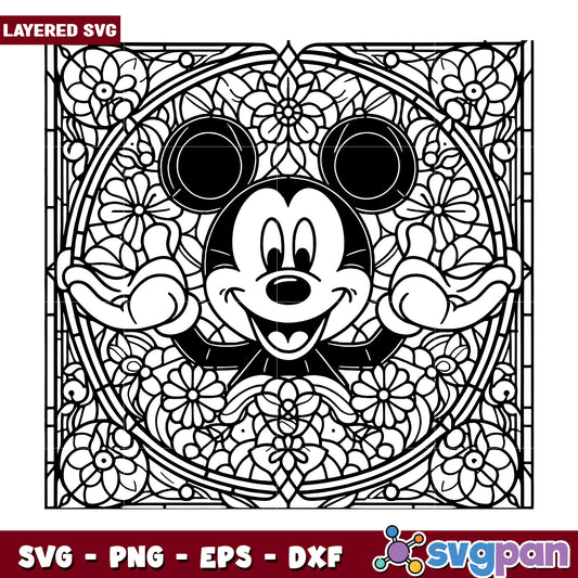 Mickey Mouse Floral SVG Design for Craft Projects