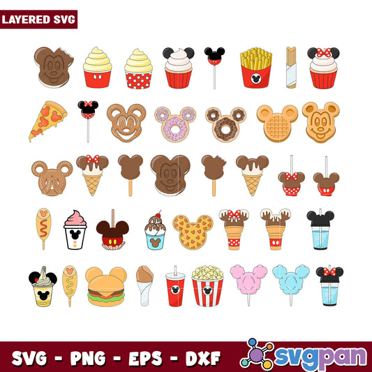 Mickey Mouse Food Bundle SVG for Creative Projects