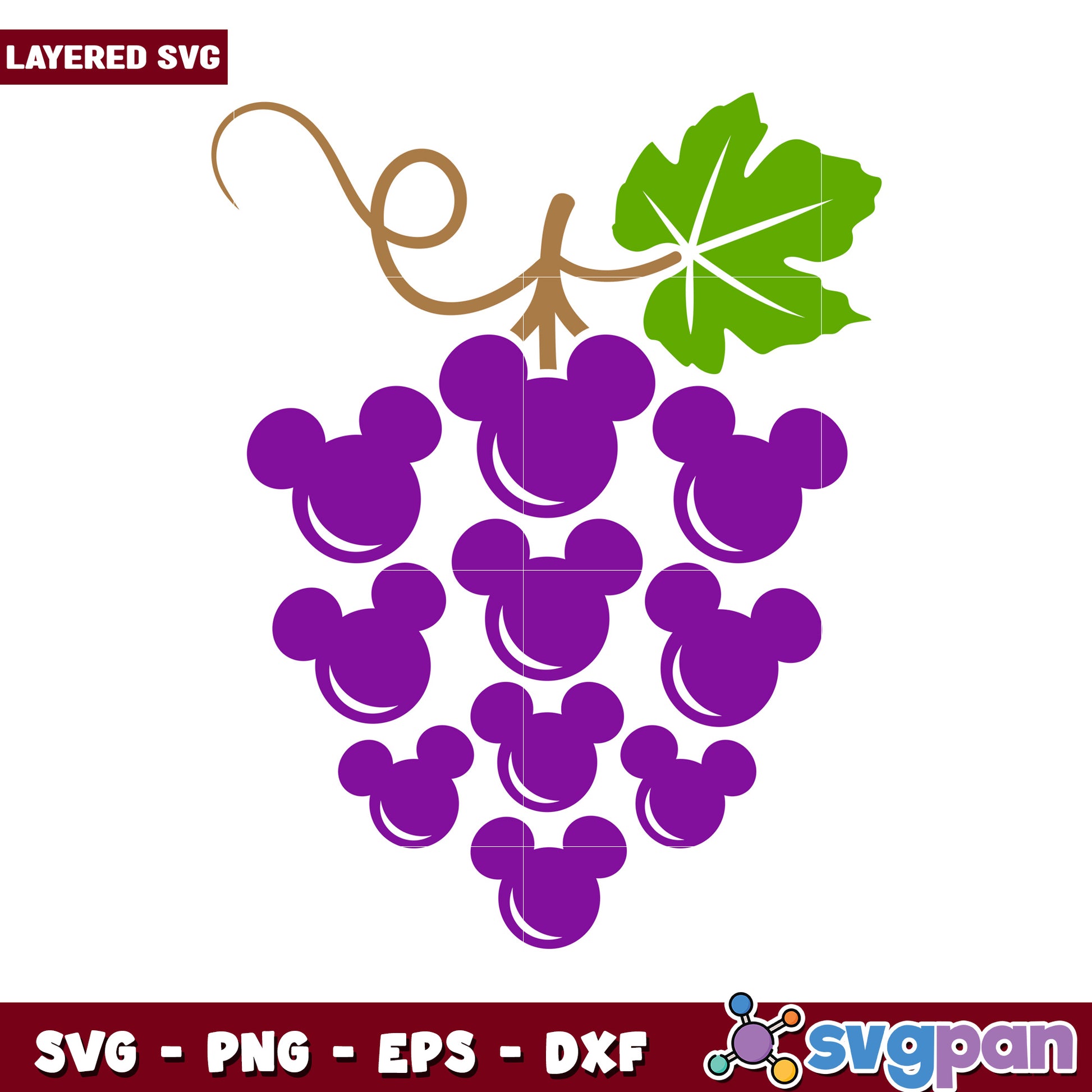 Mickey Mouse Grapes SVG Design, great for creative projects