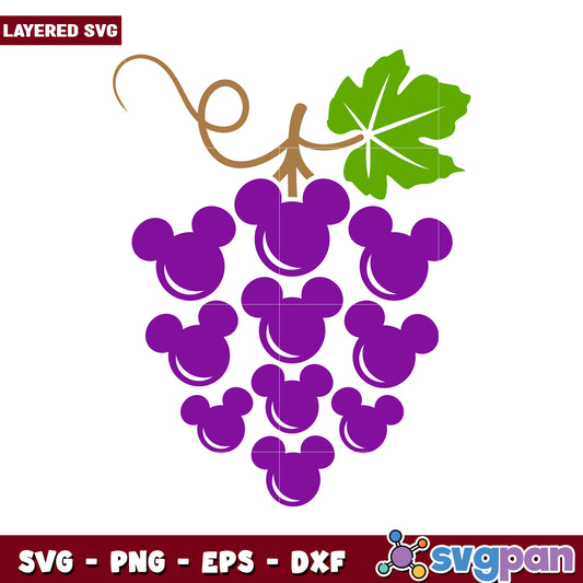 Mickey Mouse Grapes SVG Design, great for creative projects