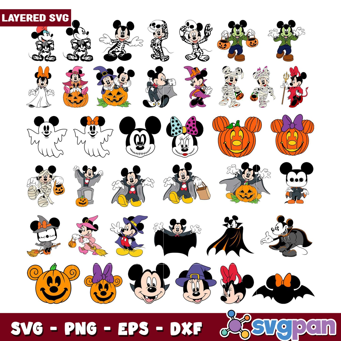Mickey Mouse Halloween Bundle SVG Clipart Set