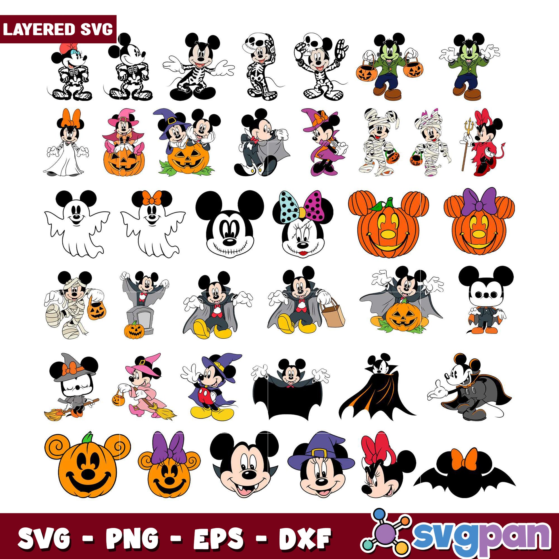 Mickey Mouse Halloween Bundle SVG Clipart Set