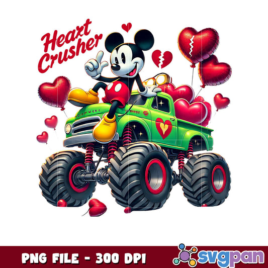 Mickey Mouse Heart Crusher, vibrant art for PNG file
