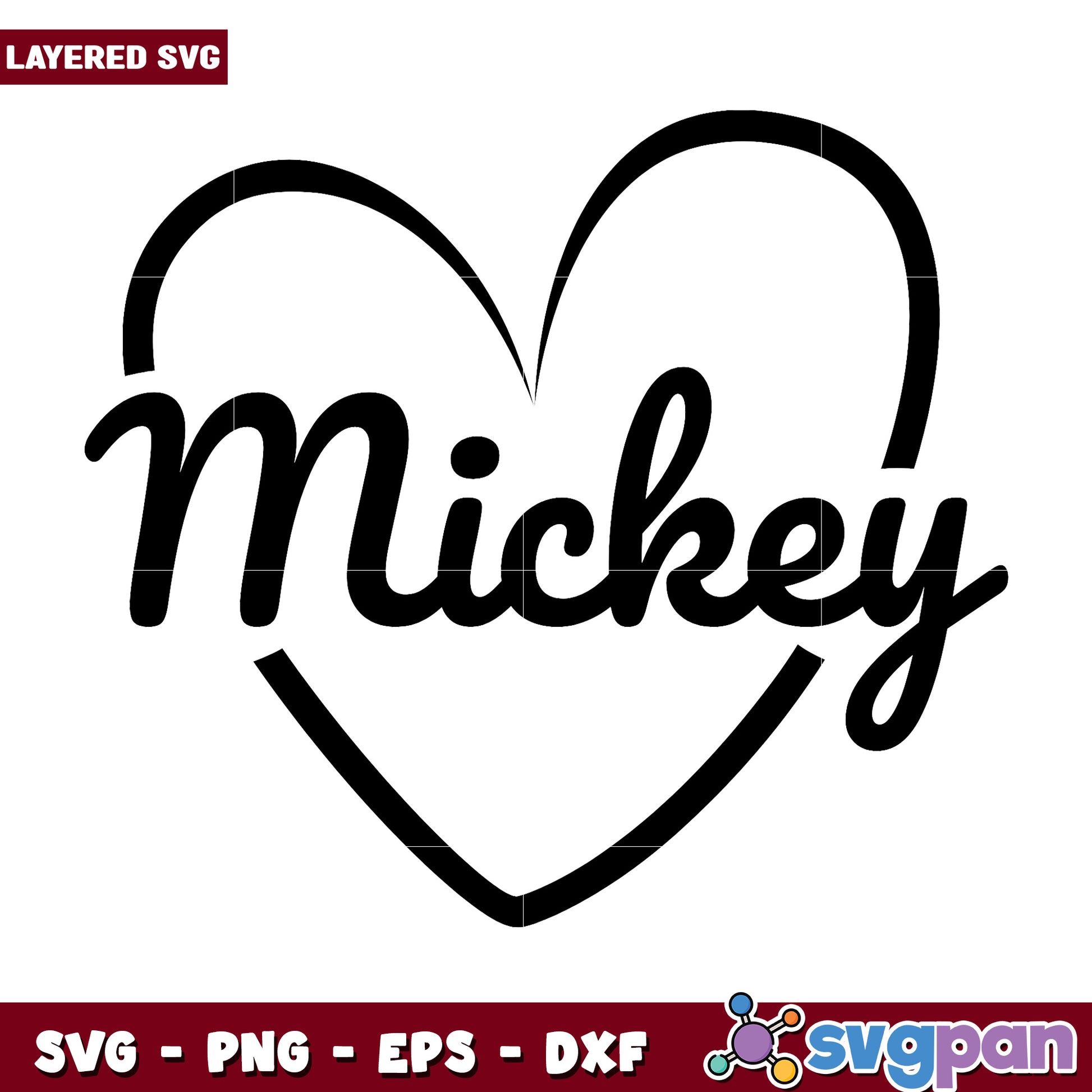 Mickey Mouse Heart SVG Cut File