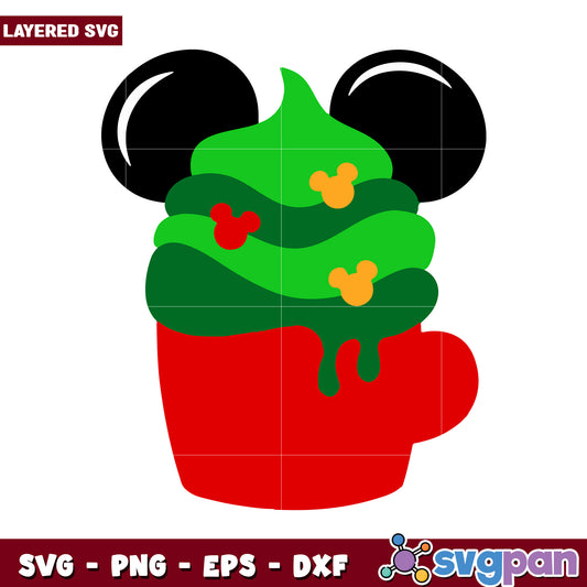 Mickey Mouse Ice Cream Cup SVG Design, perfect for crafting projects