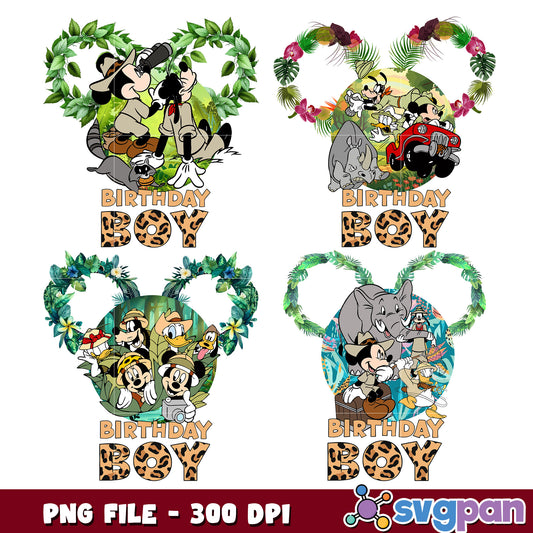 Mickey Mouse Jungle Birthday PNG Bundle