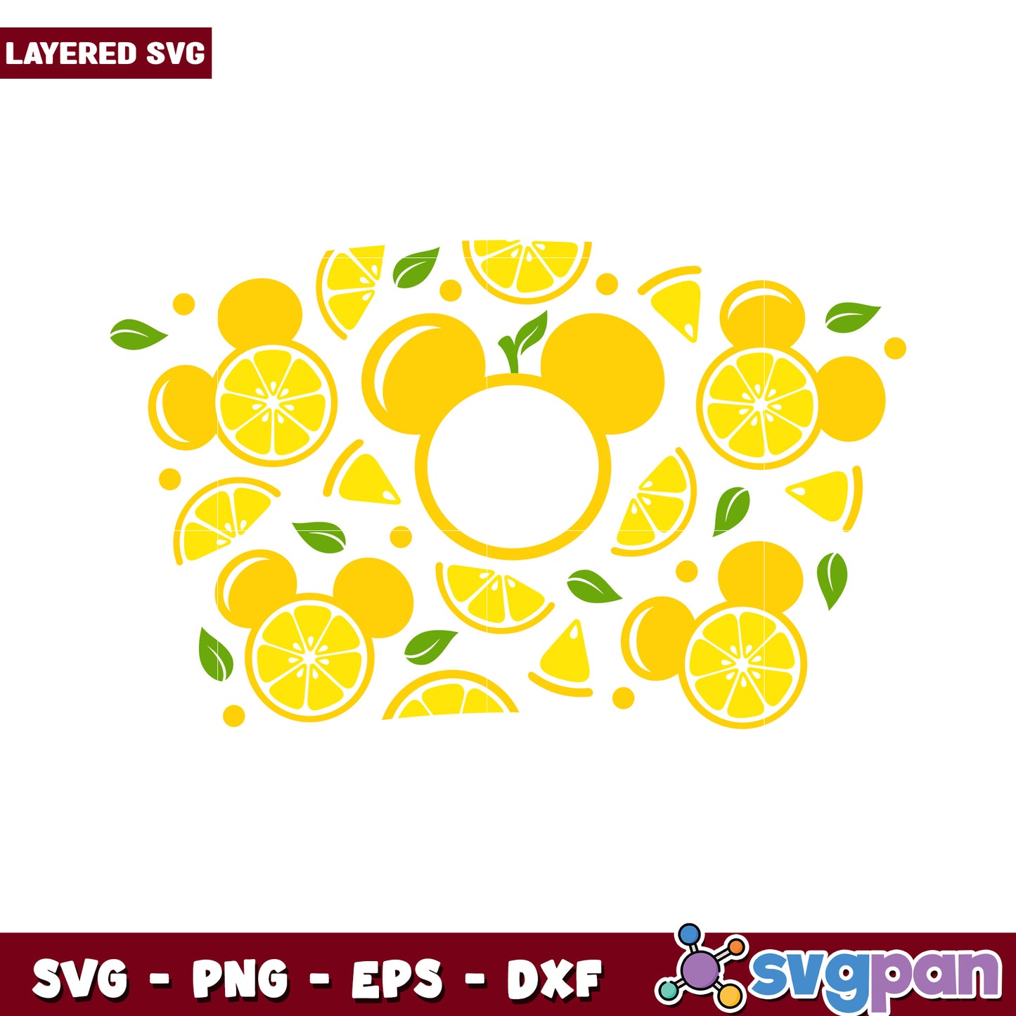 Mickey Mouse Lemon Slice SVG Design, Bright and Fun for Crafts