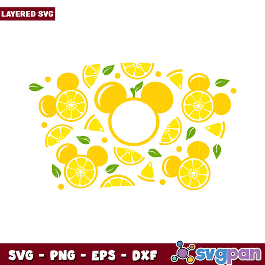 Mickey Mouse Lemon Slice SVG Design, Bright and Fun for Crafts