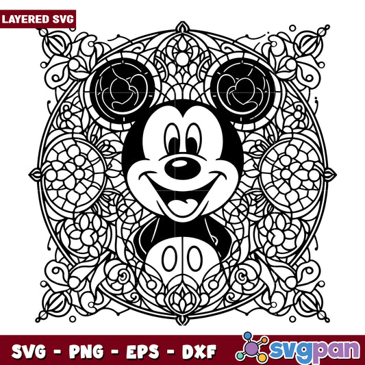 Mickey Mouse Mandala SVG Coloring Page