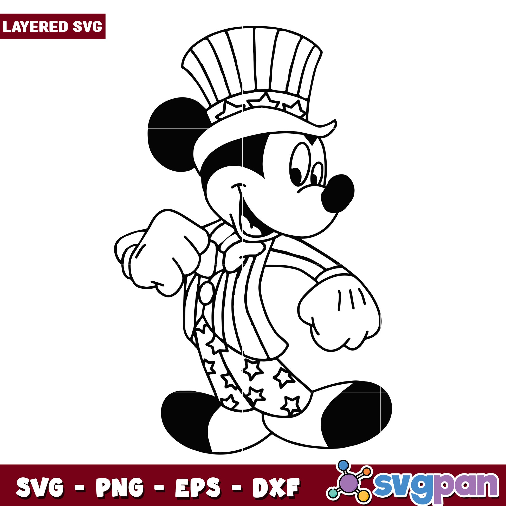 Mickey Mouse Patriotic SVG Coloring Page