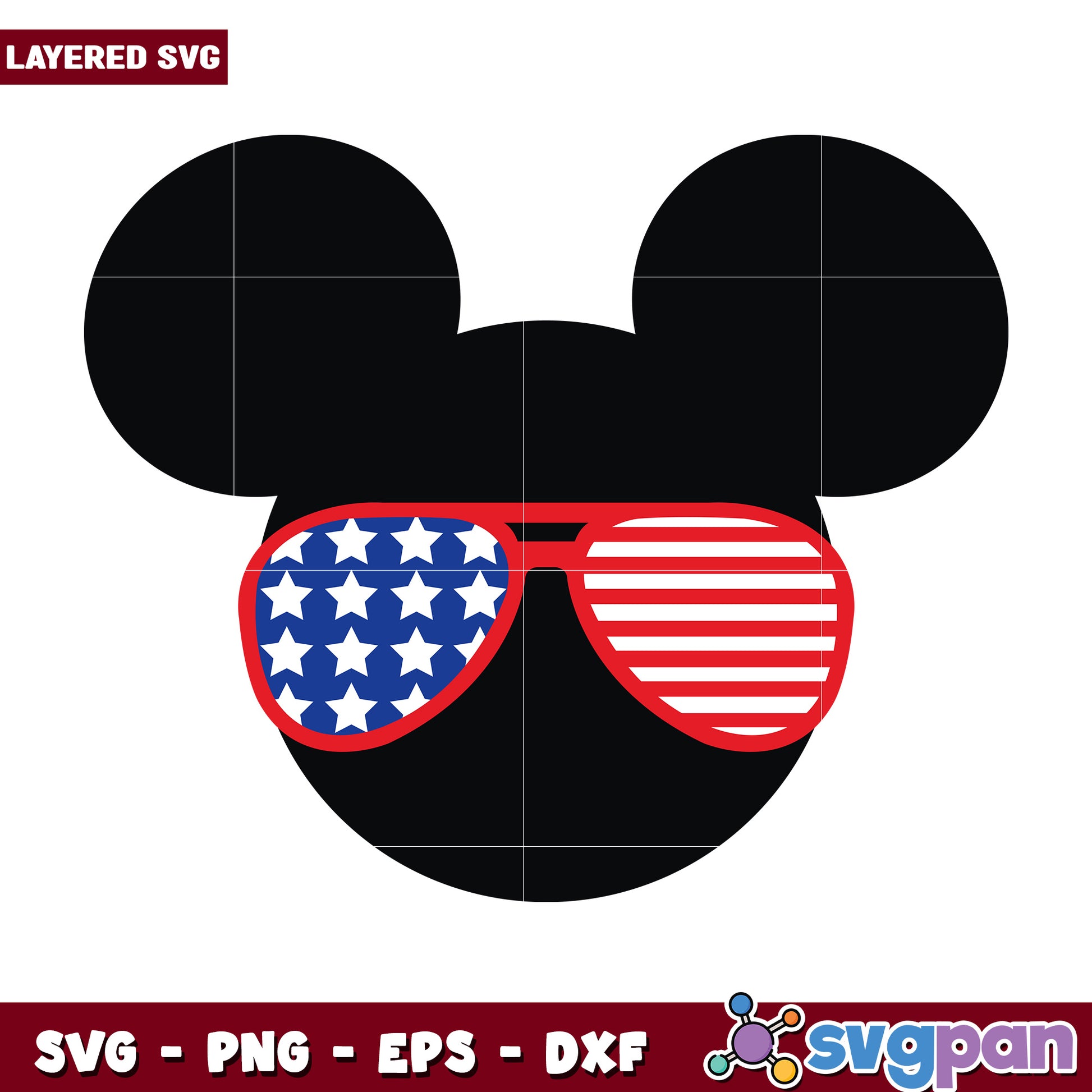 Mickey Mouse Patriotic Sunglasses SVG
