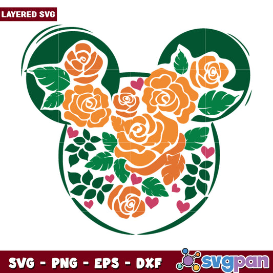 Mickey Mouse Roses SVG Floral Design