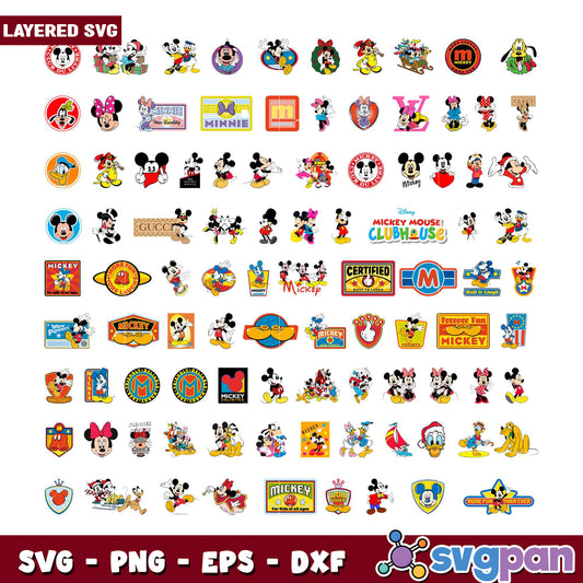 Mickey Mouse SVG Bundle 100+ Layered Designs