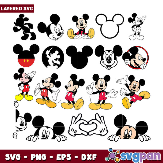 Mickey Mouse SVG Bundle with Layered Designs Download